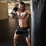 Ladda upp bild till gallerivisning, Henderson Muay Thai Kickboxing Shorts Black Grey
